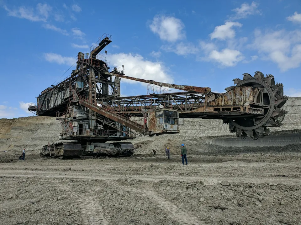 Bucket-wheel excavator at an open-pit mine.